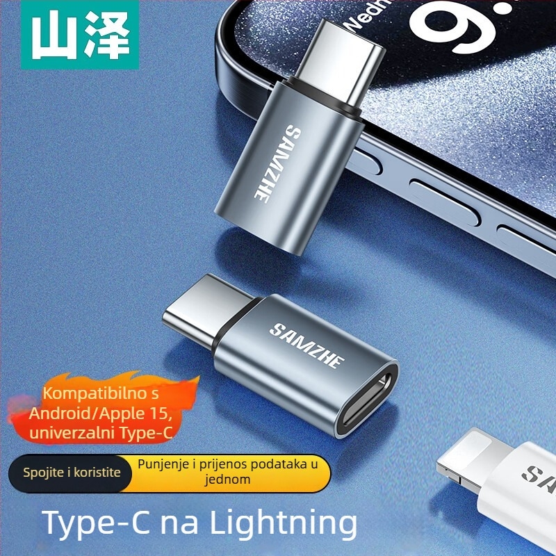 Lightning na USB-OTG adaptor s USB-C PD napajanjem za mobilne telefone
