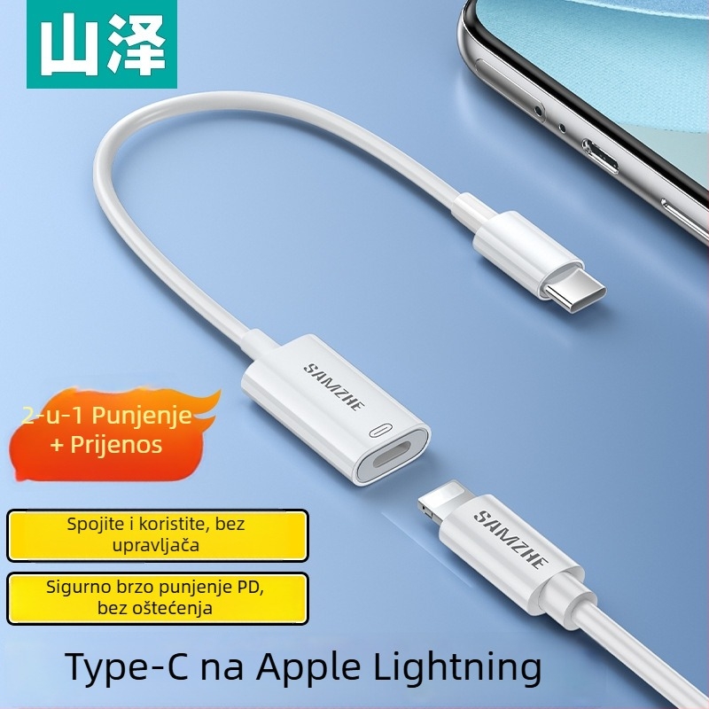 Lightning na USB-OTG adaptor s USB-C PD napajanjem za mobilne telefone