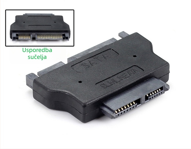 Notebook SATA na Slimline adapter – 22P ženski na 13P muški, konverzijska glava za optički pogon, za tvrdi disk