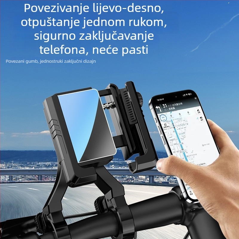 Držač za telefon na biciklu, otporan na udarce, univerzalni držač za upravljač, plastična konstrukcija