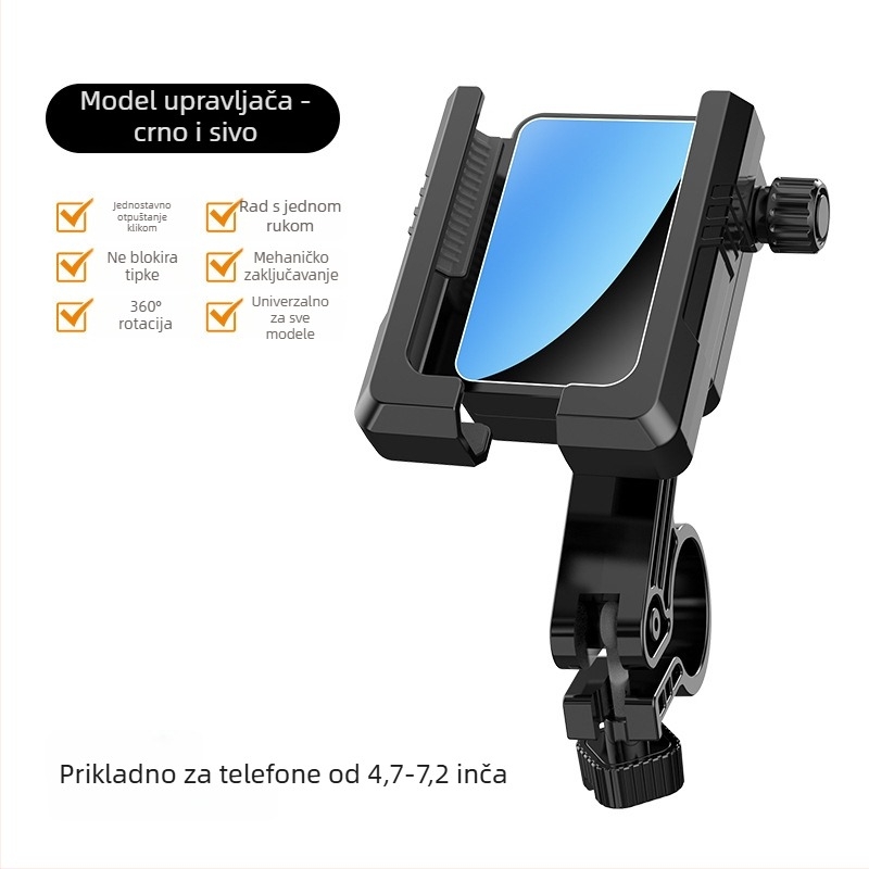 Držač za telefon na biciklu, otporan na udarce, univerzalni držač za upravljač, plastična konstrukcija