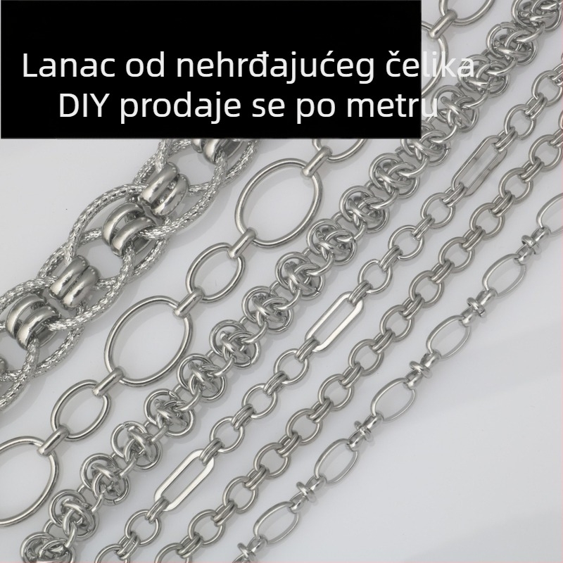 Nerđajući čelični lanac ogrlica - ručno izrađena, reljefni dizajn, personalizirano, unisex, DIY nakit