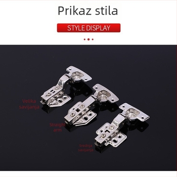 Hidraulčna šarka od nehrđajućeg čelika za ormariće, s amortizatorom, debljina lista 2.0 mm