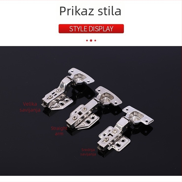 Hidraulčna šarka od nehrđajućeg čelika za ormariće, s amortizatorom, debljina lista 2.0 mm