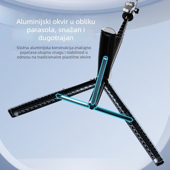 K29 Bluetooth Selfie Štip s Ručnim Stabilizatorom, Anti‑treperenje, LED Rasvjeta, Tijelo od Legure, Daljinski Upravljač Uključen, Univerzalni Podni Stativ