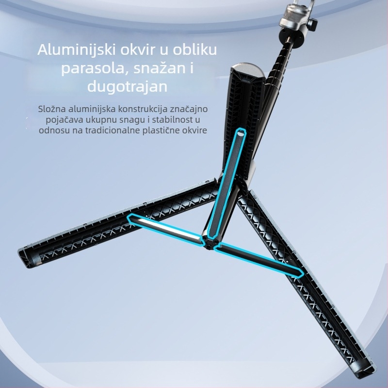K29 Bluetooth Selfie Štip s Ručnim Stabilizatorom, Anti‑treperenje, LED Rasvjeta, Tijelo od Legure, Daljinski Upravljač Uključen, Univerzalni Podni Stativ