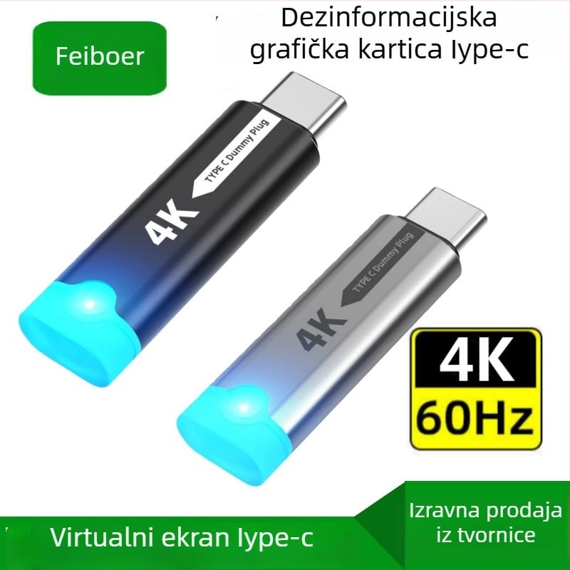 Emmons x610 Type-C emulator grafičke kartice s DP virtualnim monitorom, 4K podrška, EDID konektor