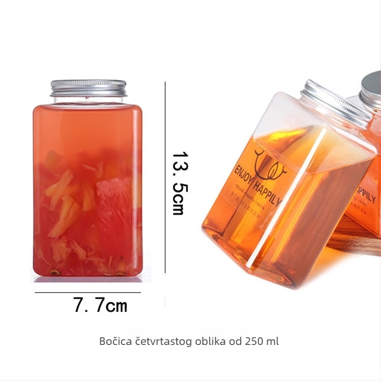 Jednokratna zatvorena plastična kvadratna čaša za napitke, 401–500 ml, PET