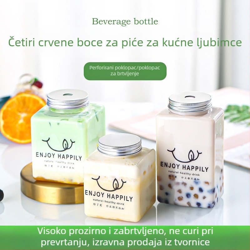 Jednokratna zatvorena plastična kvadratna čaša za napitke, 401–500 ml, PET