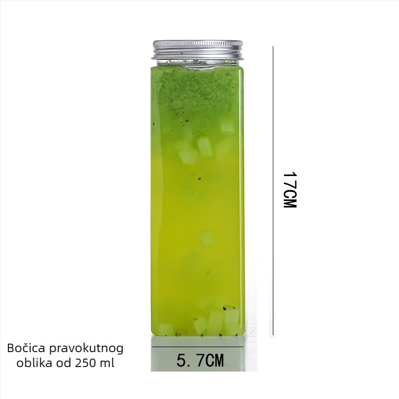 Jednokratna zatvorena plastična kvadratna čaša za napitke, 401–500 ml, PET