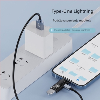 Metalni OTG adapter Type-C na Lightning za brzo prijenos podataka na USB disk i slušalice.