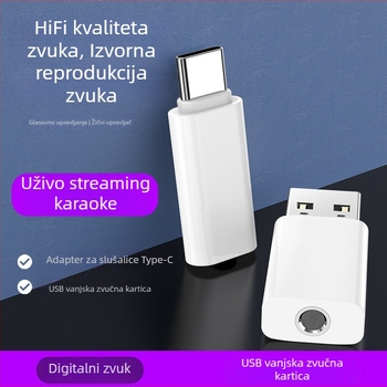 Type-C na 3.5 mm audio adapter USB DAC – vanjska zvučna kartica – kompatibilan s Huawei, Samsung, Xiaomi, OPPO
