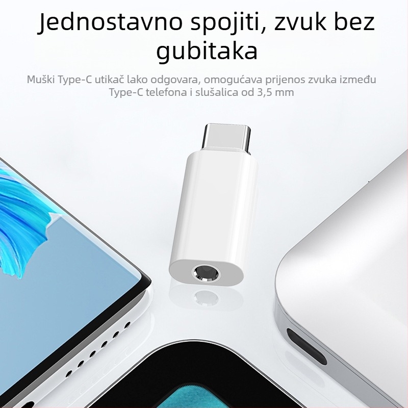 Type-C na 3.5 mm audio adapter USB DAC – vanjska zvučna kartica – kompatibilan s Huawei, Samsung, Xiaomi, OPPO