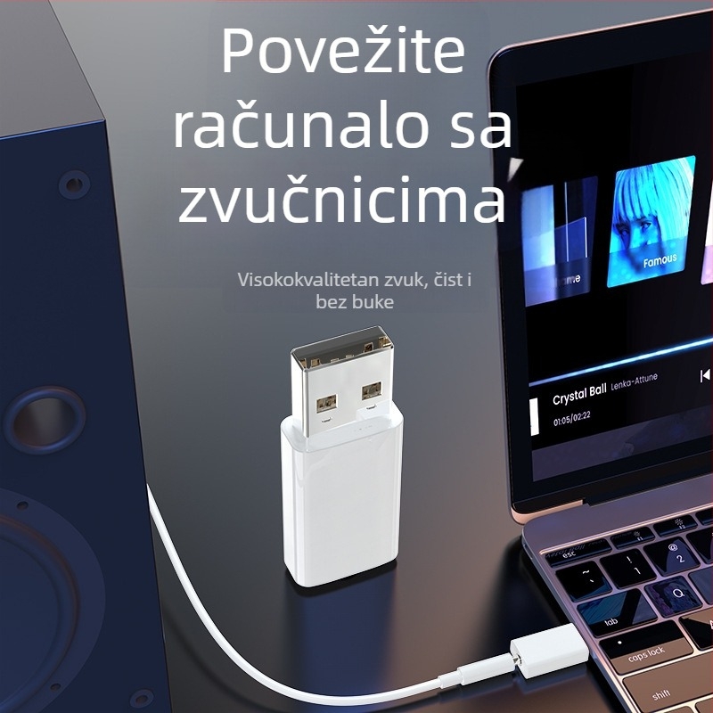 Type-C na 3.5 mm audio adapter USB DAC – vanjska zvučna kartica – kompatibilan s Huawei, Samsung, Xiaomi, OPPO