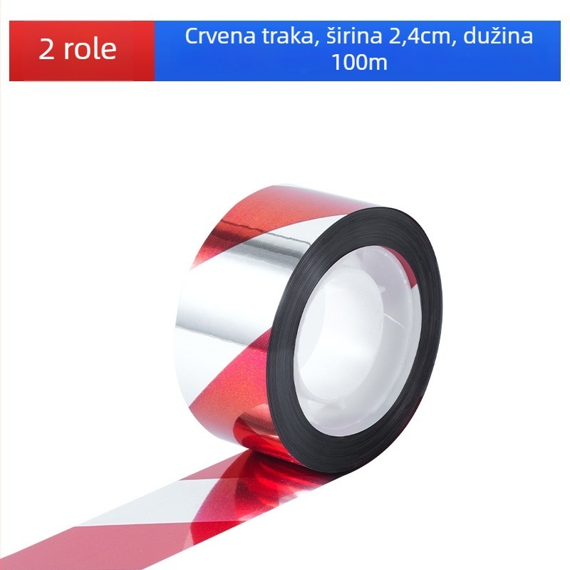 Traka za odbijanje ptica za polja, PET materijal, reflektirajuća, s bljeskom, ojačana