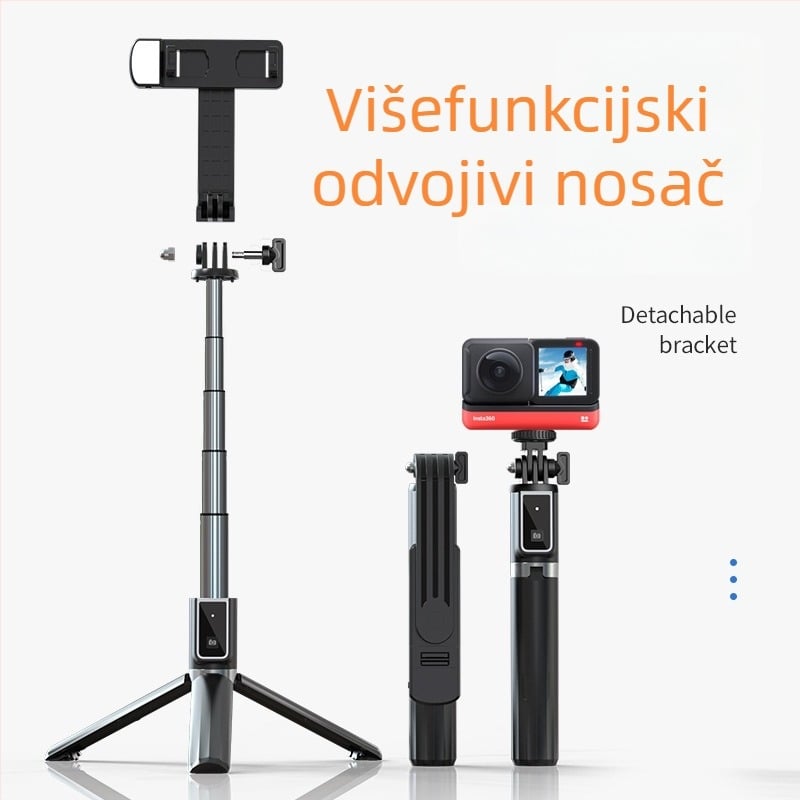 Selfiecom P40S/P40L Prijenosni Višenamjenski StatiV s GoPro Sučeljem za Horizontalno i Vertikalno Snimanje (Model: P40S/P40L; Materijali: aluminijska legura, ABS, nehrđajući čelik; Bluetooth daljinski: uključen; Prilagodba: podržana)