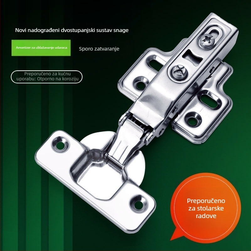 Yuma šarka od nehrđajućeg čelika sa hidrauličkim amortizerom za vrata ormarića, model 261, 1.0 mm, nehrđajući čelik 201, elektrolytičko završavanje