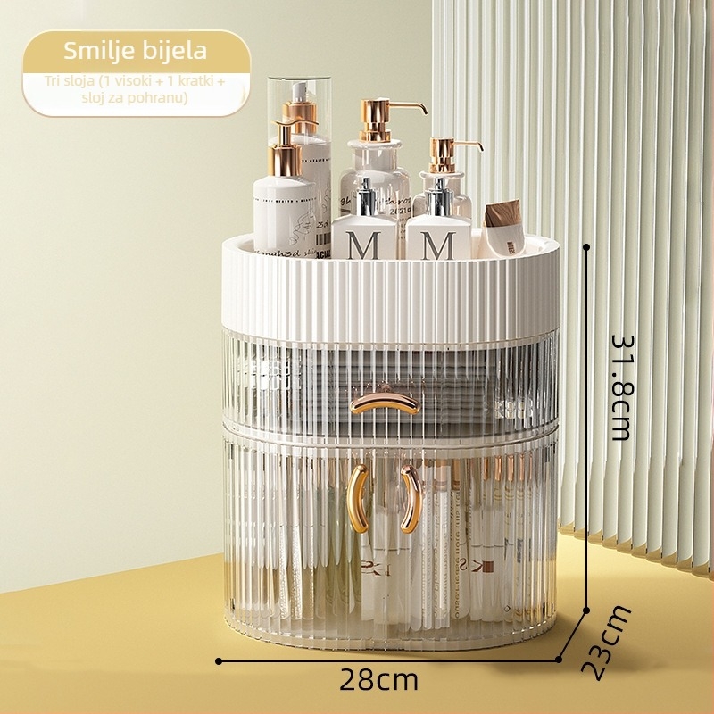 Desktop skladišna kutija, organizator kozmetike, model 20220209, Materijal: Drugo, Pogodno za kozmetiku, lijekove, sitnice, slušalice
