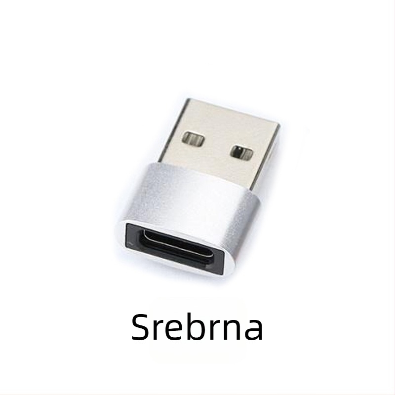 USB 2.0 A muški na USB-C ženski adapter za podatkovni kabel, aluminijska legura priključak, univerzalna kompatibilnost