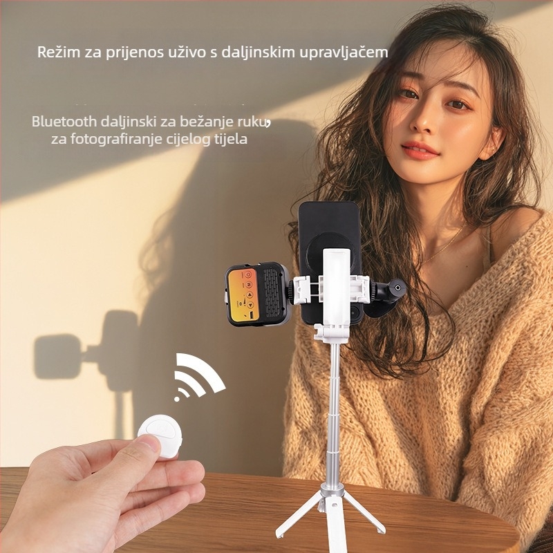 Bluetooth selfie štap s magnetnim univerzalnim držačem za telefon i prijenosnim stativom, stabilizator slike, daljinski upravljač
