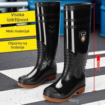 Kišne čizme od PVC-a, visok vrat, prugasti uzorak, bez vezica, protuklizna potplata