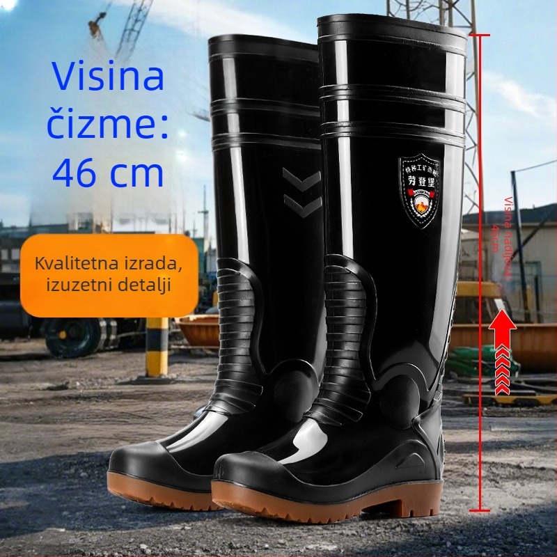 Kišne čizme od PVC-a, visok vrat, prugasti uzorak, bez vezica, protuklizna potplata