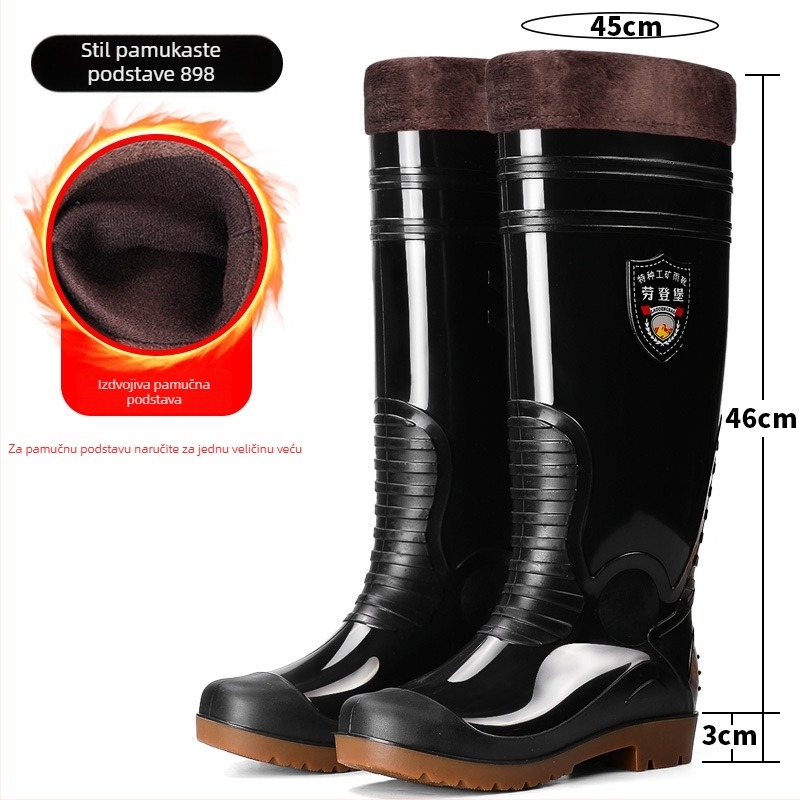 Kišne čizme od PVC-a, visok vrat, prugasti uzorak, bez vezica, protuklizna potplata