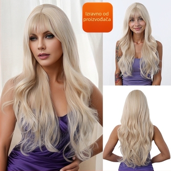 Duga kosa peruka sa šiškama, vlakna otporna na visoke temperature, mehanizam obrade, za dame, stil: Ruili, model ZY-8493-3