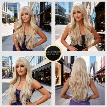 Duga kosa peruka sa šiškama, vlakna otporna na visoke temperature, mehanizam obrade, za dame, stil: Ruili, model ZY-8493-3