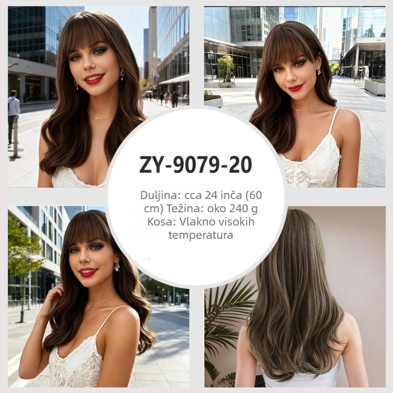 Duga kosa peruka sa šiškama, vlakna otporna na visoke temperature, mehanizam obrade, za dame, stil: Ruili, model ZY-8493-3