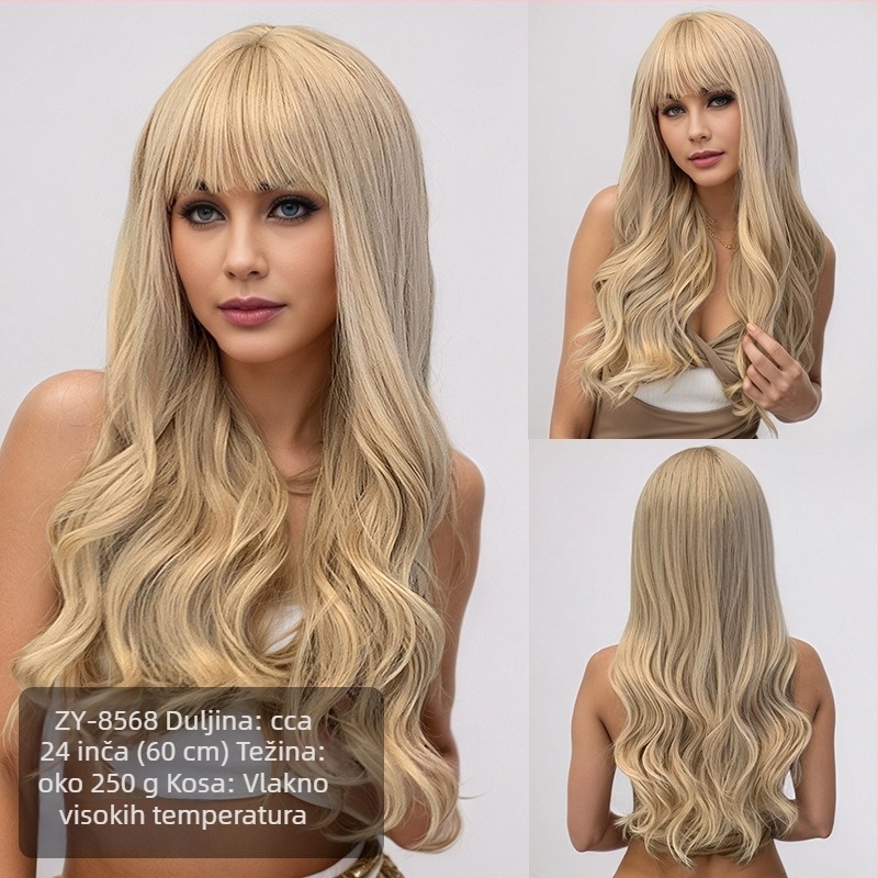 Duga kosa peruka sa šiškama, vlakna otporna na visoke temperature, mehanizam obrade, za dame, stil: Ruili, model ZY-8493-3