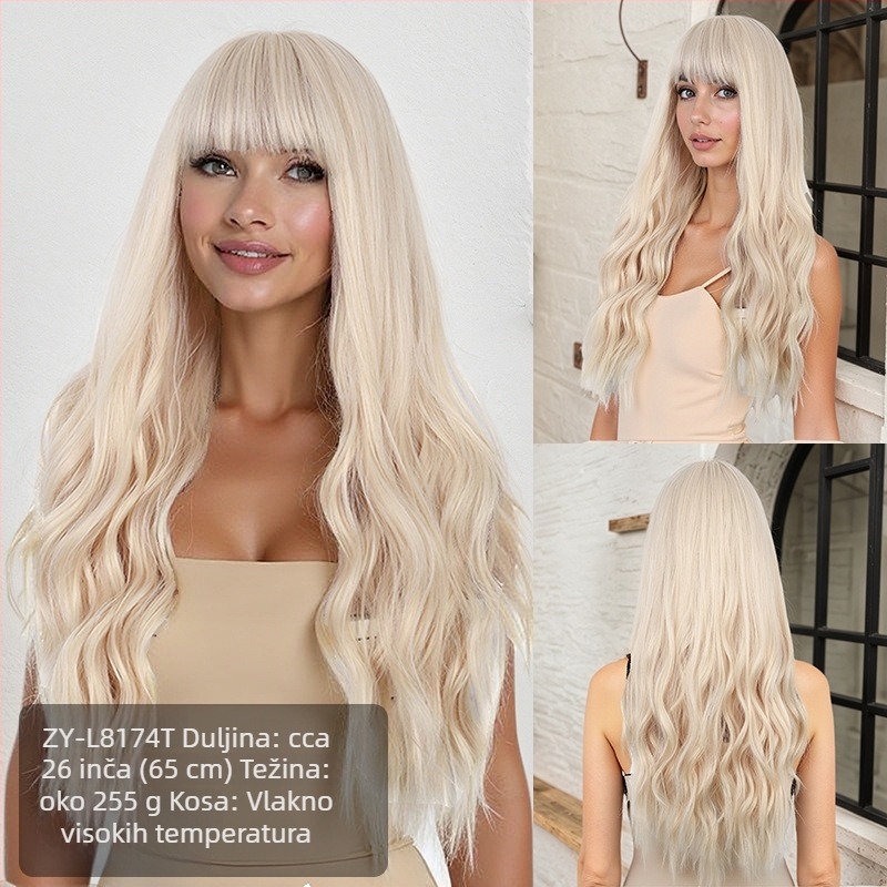 Duga kosa peruka sa šiškama, vlakna otporna na visoke temperature, mehanizam obrade, za dame, stil: Ruili, model ZY-8493-3