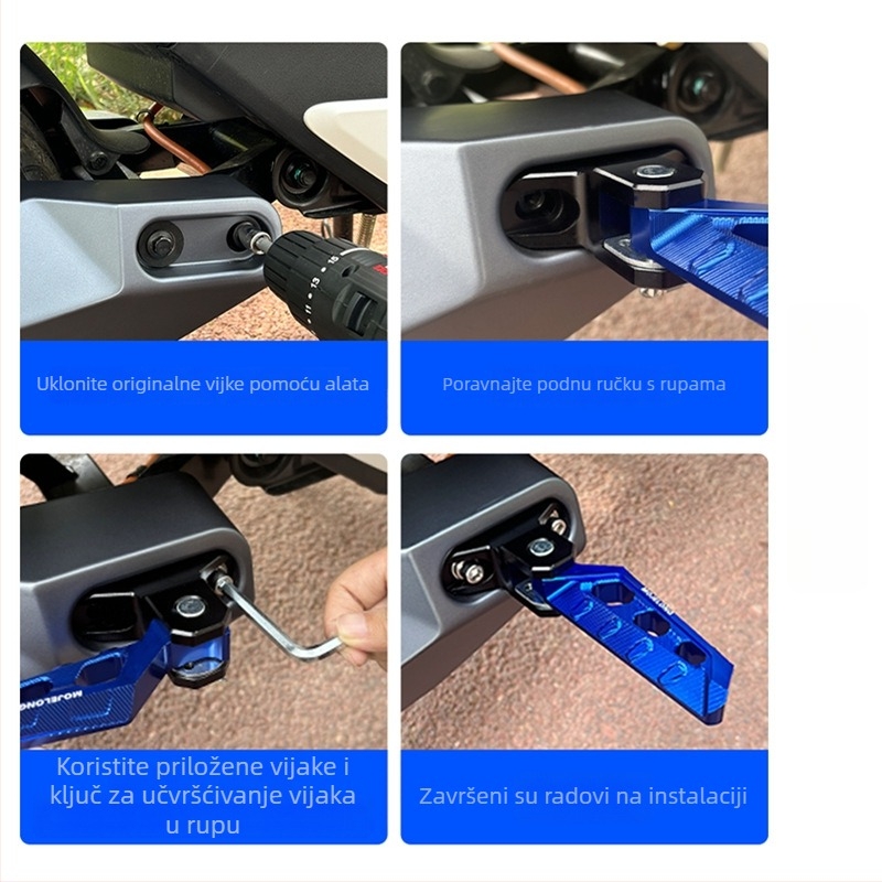 Mojielong stražnje pedale od aluminijskog legura za električne skutere — kompatibilne s Mavericks U Series, No.9 N Series, Far-reaching, Li Ling V20, GT1, F400T