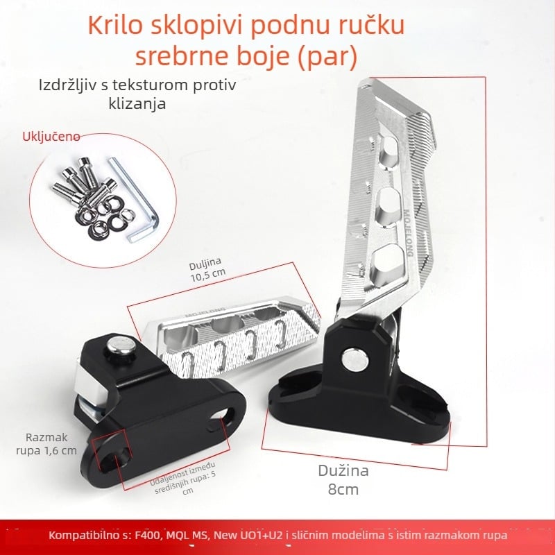 Mojielong stražnje pedale od aluminijskog legura za električne skutere — kompatibilne s Mavericks U Series, No.9 N Series, Far-reaching, Li Ling V20, GT1, F400T