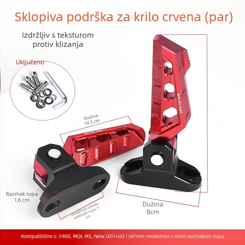 Mojielong stražnje pedale od aluminijskog legura za električne skutere — kompatibilne s Mavericks U Series, No.9 N Series, Far-reaching, Li Ling V20, GT1, F400T