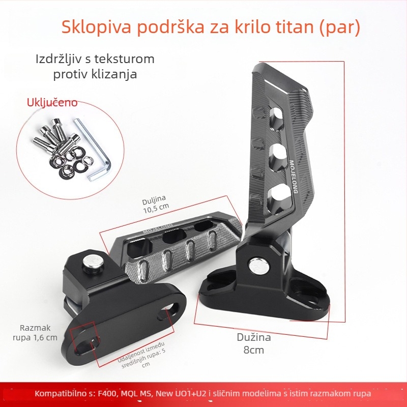 Mojielong stražnje pedale od aluminijskog legura za električne skutere — kompatibilne s Mavericks U Series, No.9 N Series, Far-reaching, Li Ling V20, GT1, F400T