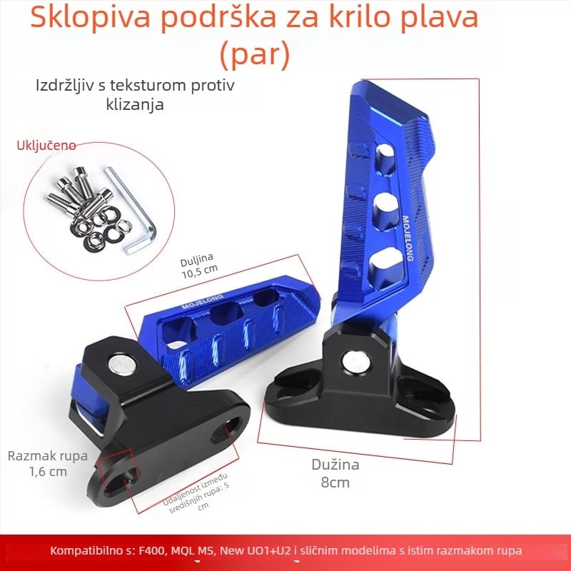 Mojielong stražnje pedale od aluminijskog legura za električne skutere — kompatibilne s Mavericks U Series, No.9 N Series, Far-reaching, Li Ling V20, GT1, F400T