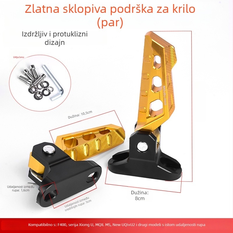 Mojielong stražnje pedale od aluminijskog legura za električne skutere — kompatibilne s Mavericks U Series, No.9 N Series, Far-reaching, Li Ling V20, GT1, F400T