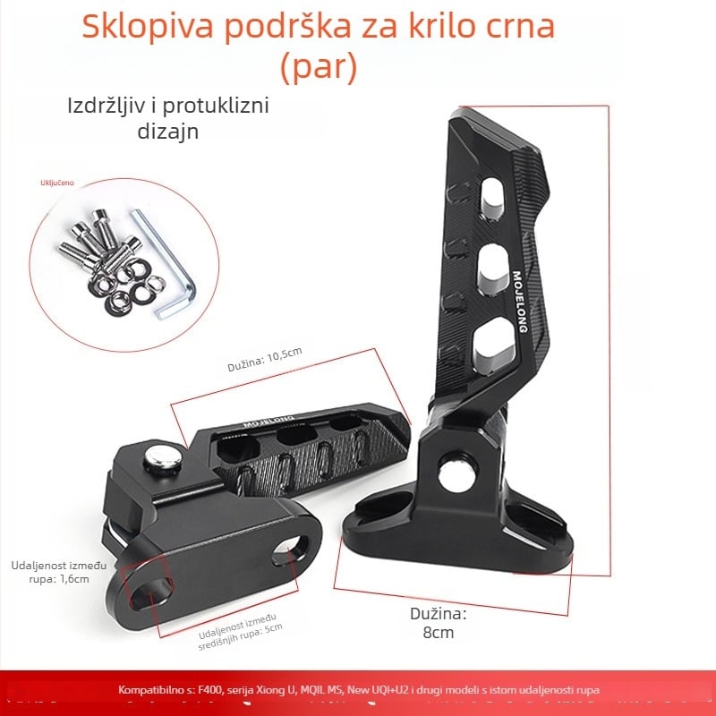 Mojielong stražnje pedale od aluminijskog legura za električne skutere — kompatibilne s Mavericks U Series, No.9 N Series, Far-reaching, Li Ling V20, GT1, F400T