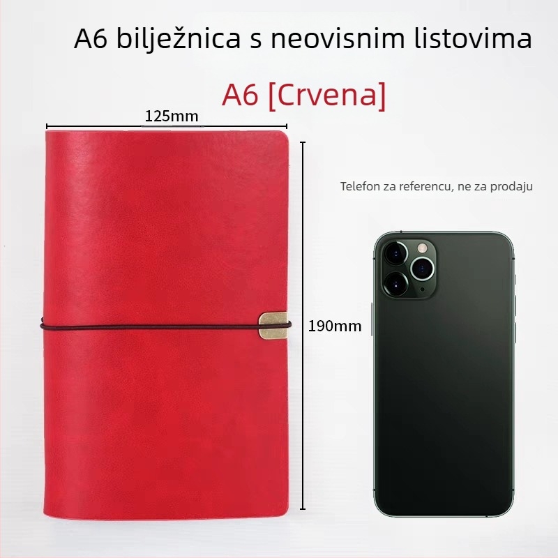 Bilježnica s otpuštajućim listovima, PU imitacije koža na omotu, Daolin papir 80 g, nehrđajući čelik veziva, model RPHYB-1