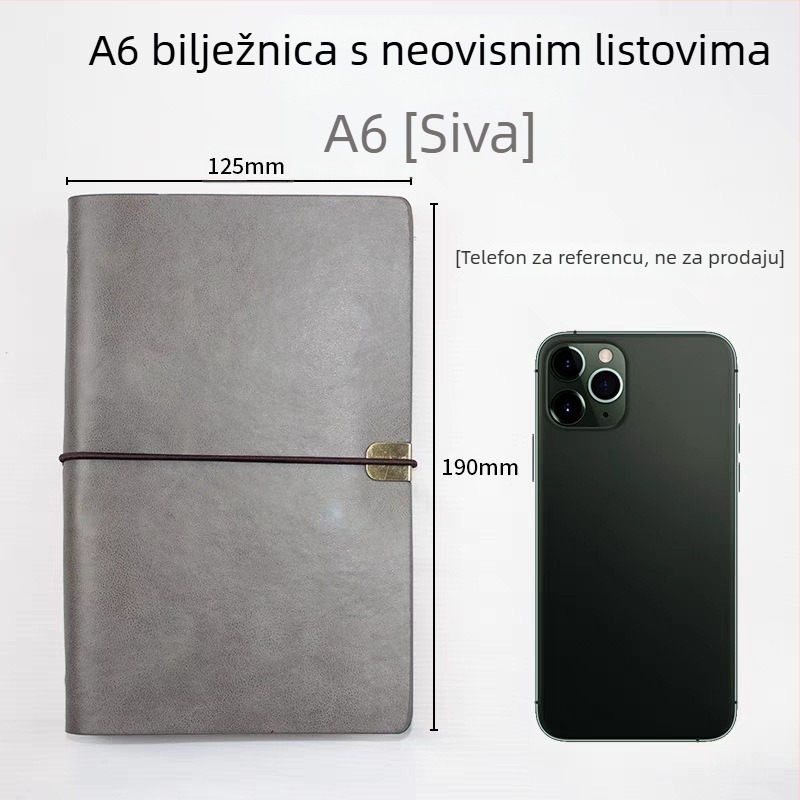 Bilježnica s otpuštajućim listovima, PU imitacije koža na omotu, Daolin papir 80 g, nehrđajući čelik veziva, model RPHYB-1