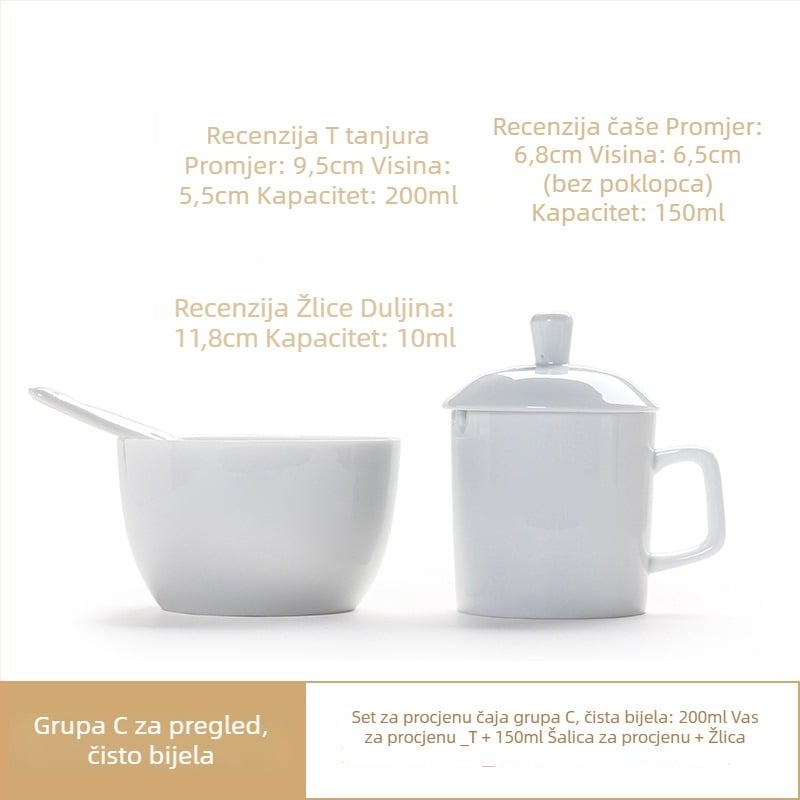 Porcelanski set za senzorno ocjenjivanje čaja, Liangting, podrijetlo Dehua County, za 1 osobu, jednostavan stil
