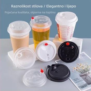 Jednokratni poklopac za šalicu čaja s mlijekom, protiv propuštanja, injekcijski oblikovan PP, okrugli, 601–700 ml, deblji