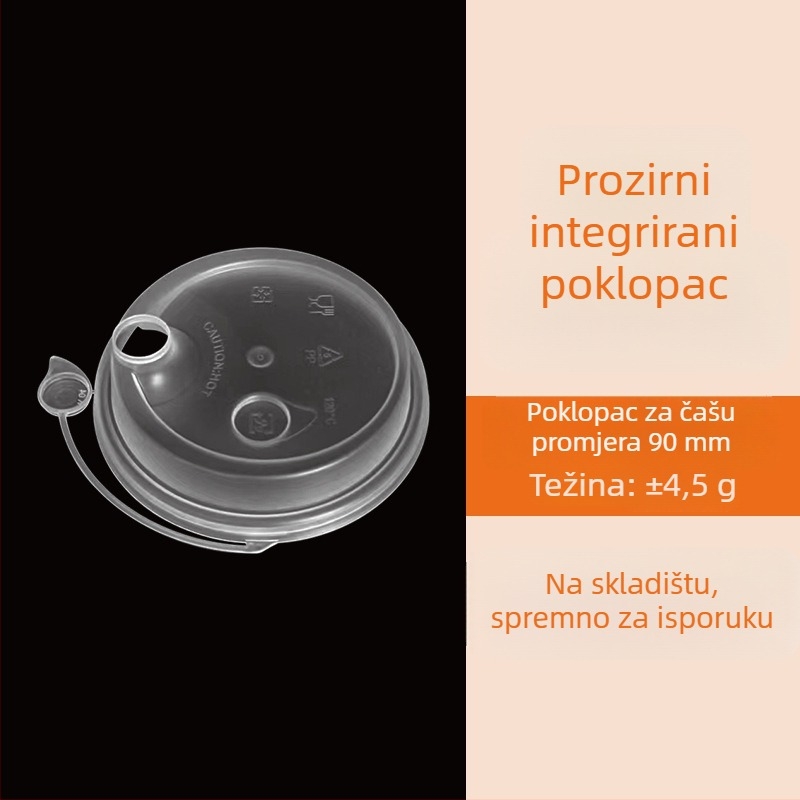 Jednokratni poklopac za šalicu čaja s mlijekom, protiv propuštanja, injekcijski oblikovan PP, okrugli, 601–700 ml, deblji