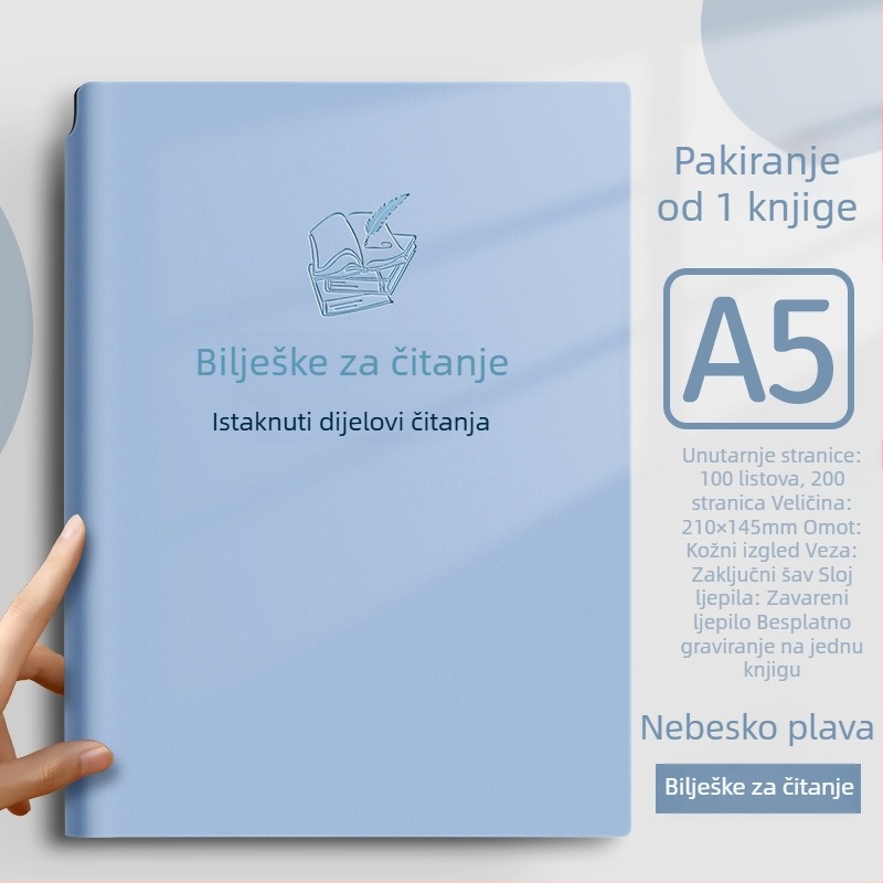 Bilježnica s kožnim imitacijskim pokrovom, niti vez, Dowling papir, 80gsm, 100–200 stranice