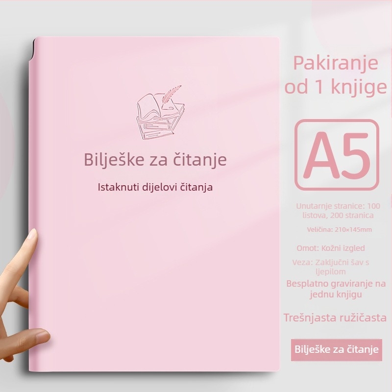 Bilježnica s kožnim imitacijskim pokrovom, niti vez, Dowling papir, 80gsm, 100–200 stranice