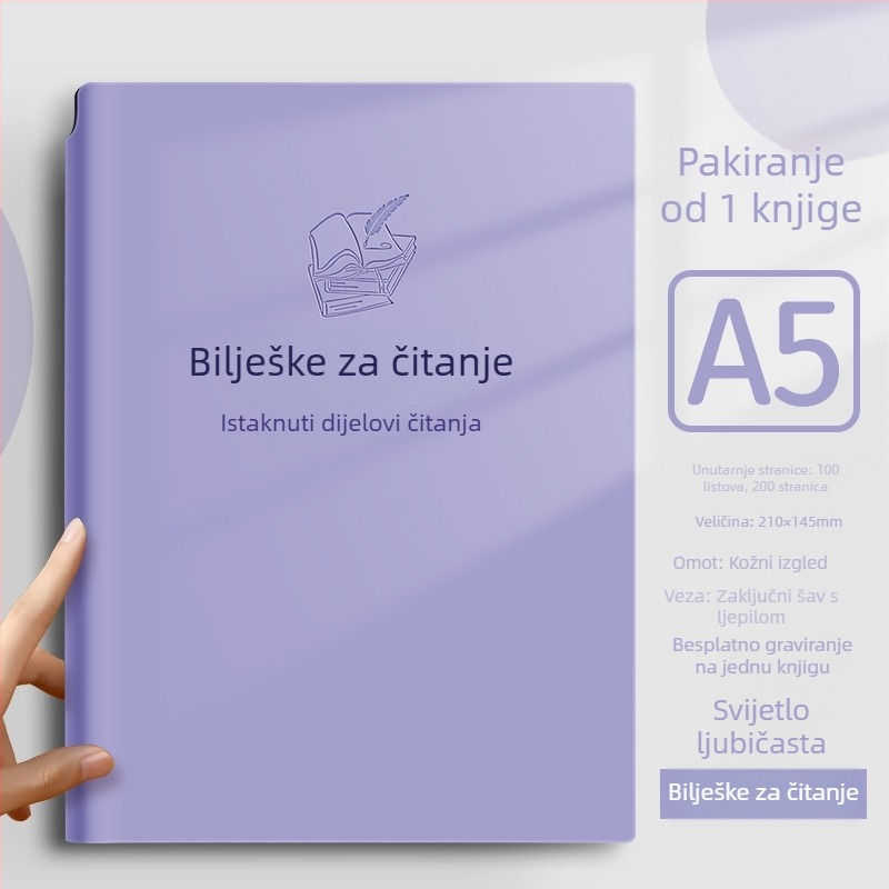 Bilježnica s kožnim imitacijskim pokrovom, niti vez, Dowling papir, 80gsm, 100–200 stranice