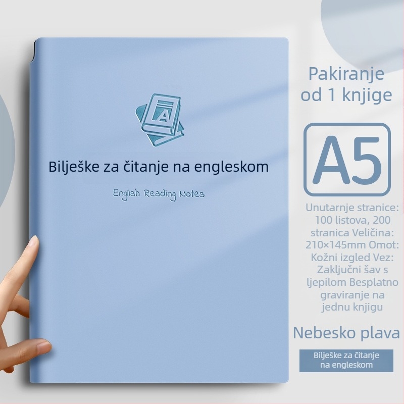 Bilježnica s kožnim imitacijskim pokrovom, niti vez, Dowling papir, 80gsm, 100–200 stranice