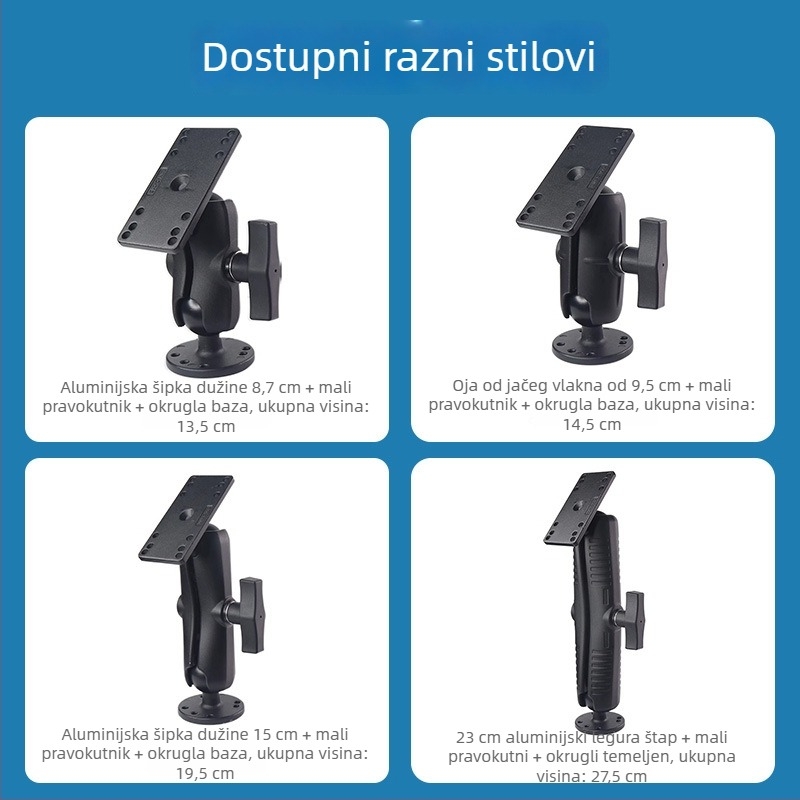 Čvrsti nosač ribolovne opreme na brodu, kompatibilan s Hummingbird, Lawrence i Garmin fish finder / chart plotter