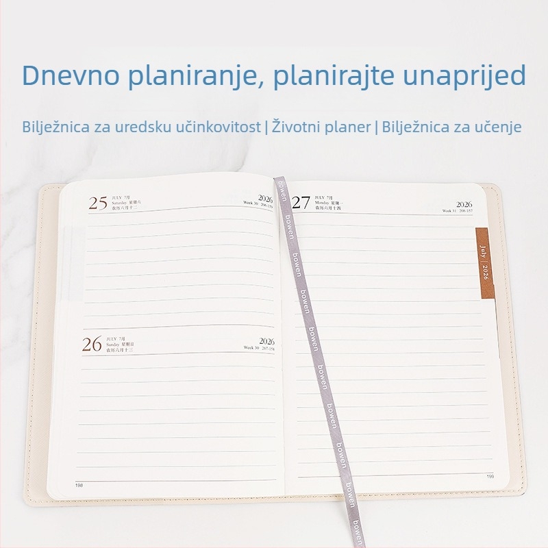  Bilježnica s PU koricama, šivano uvez, Dowling papir, 80 g/m², 100–200 stranica – dnevni plan za 365 dana
